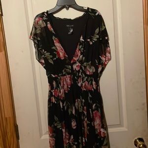 Floor Length Black Floral Dress